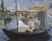 Edouard Manet Monet Painting in his Studio Boat (nn02) USA oil painting reproduction